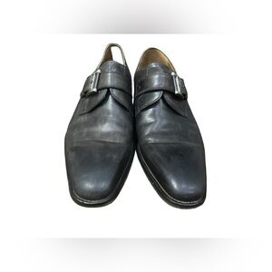 Magnanni‎  Marco Eggplant Black Leather Single Monkstrap Dress Shoe US 8.5 M B4
